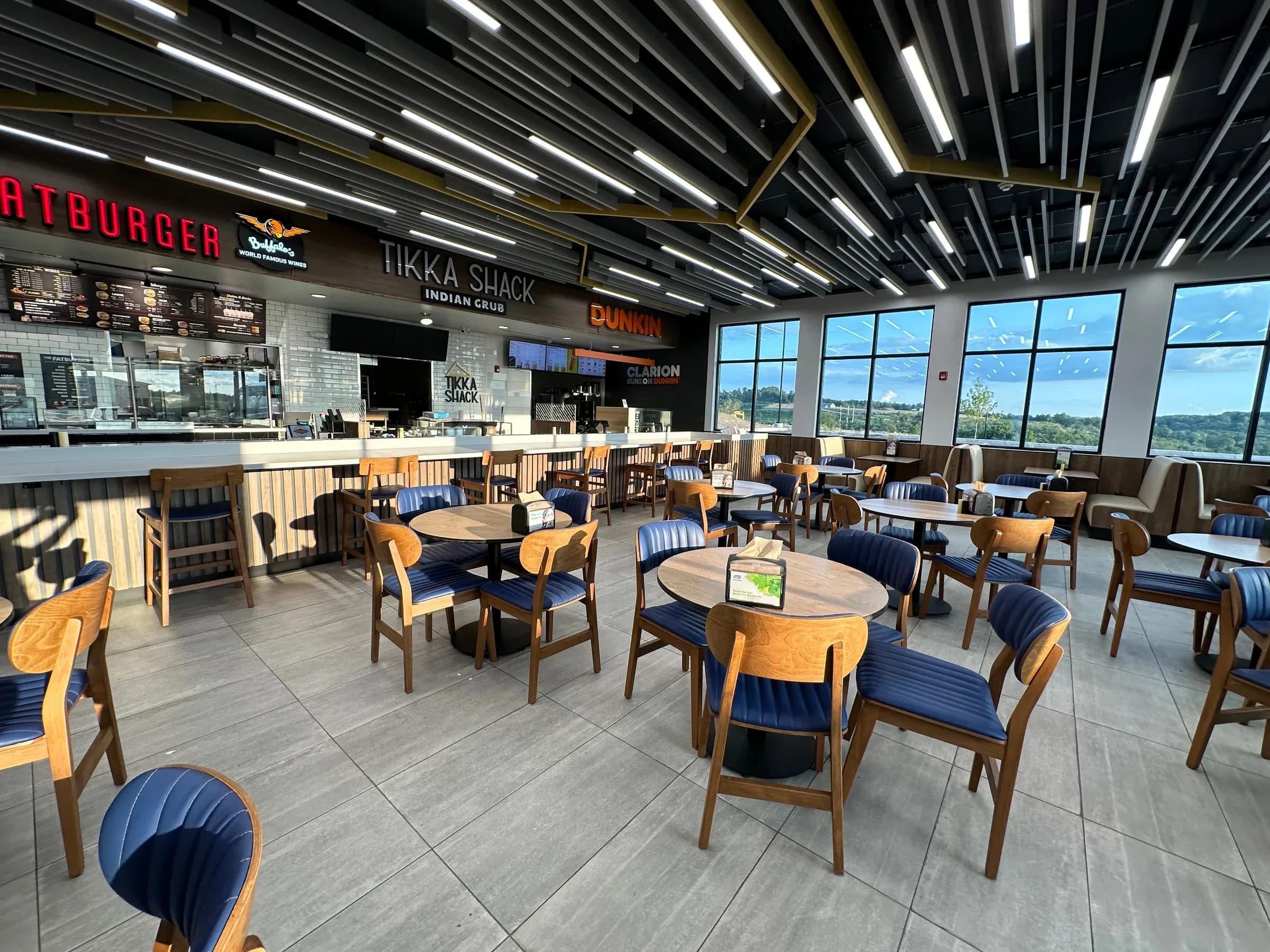 Food court seating area at the Clarion truck stop, Pennsylvania